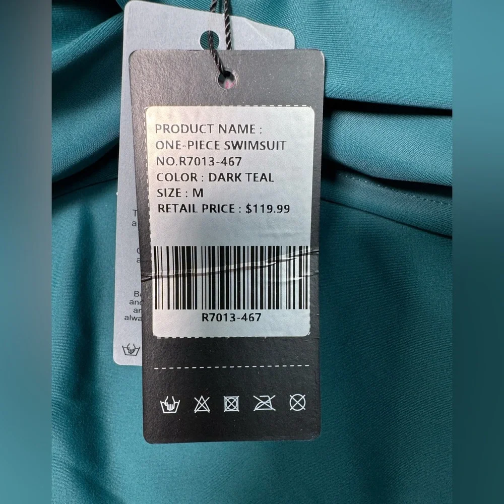 RELLECIGA Teal Ruched Tummy Control One Piece Swimsuit Medium NWT